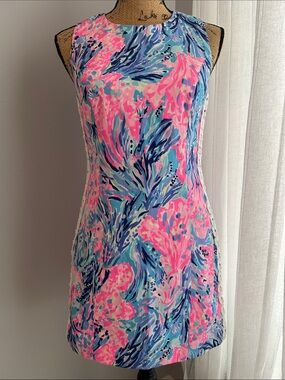 Lilly Pulitzer Pink Blue Green Sleeveless Printed Midi Dress